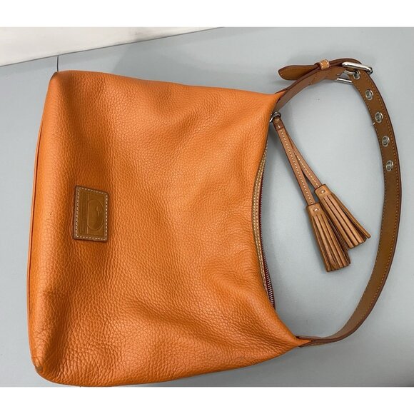 Dooney & Bourke Paige Sac Shoulder Bag Purse Zip Top Pebbled Leather Orange - Picture 9 of 14
